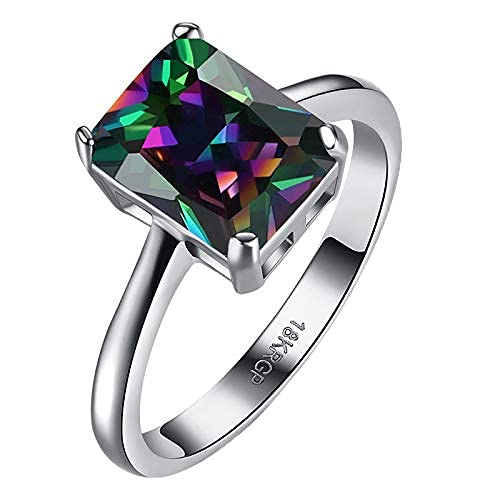 Silver Toned Multi Color Stone Ring