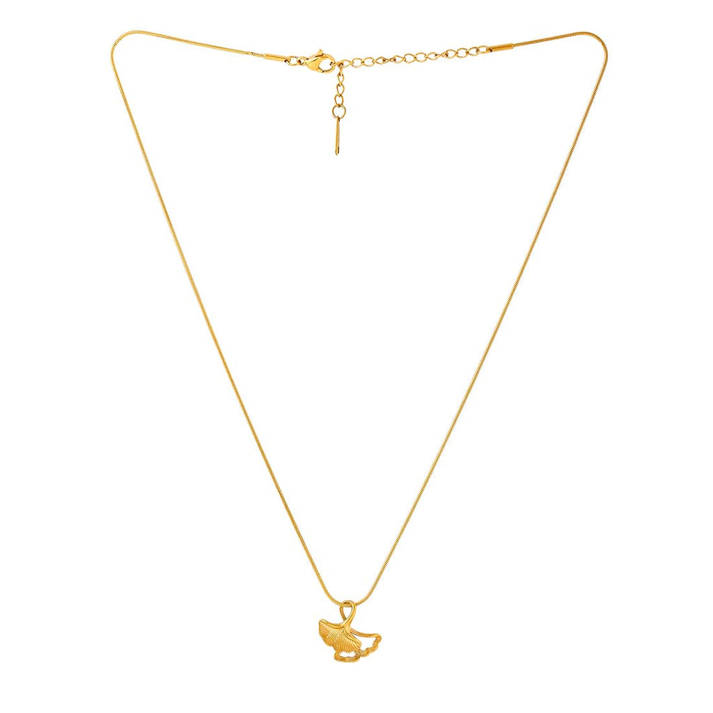 Ginkgo Leaf Gold Plated Pendant Necklace