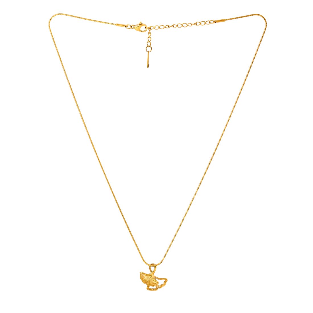 Ginkgo Leaf Gold Plated Pendant Necklace