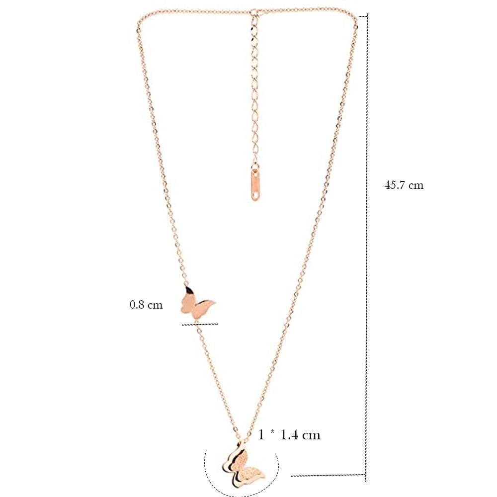 Rose Gold Long Chain Pendant Necklace