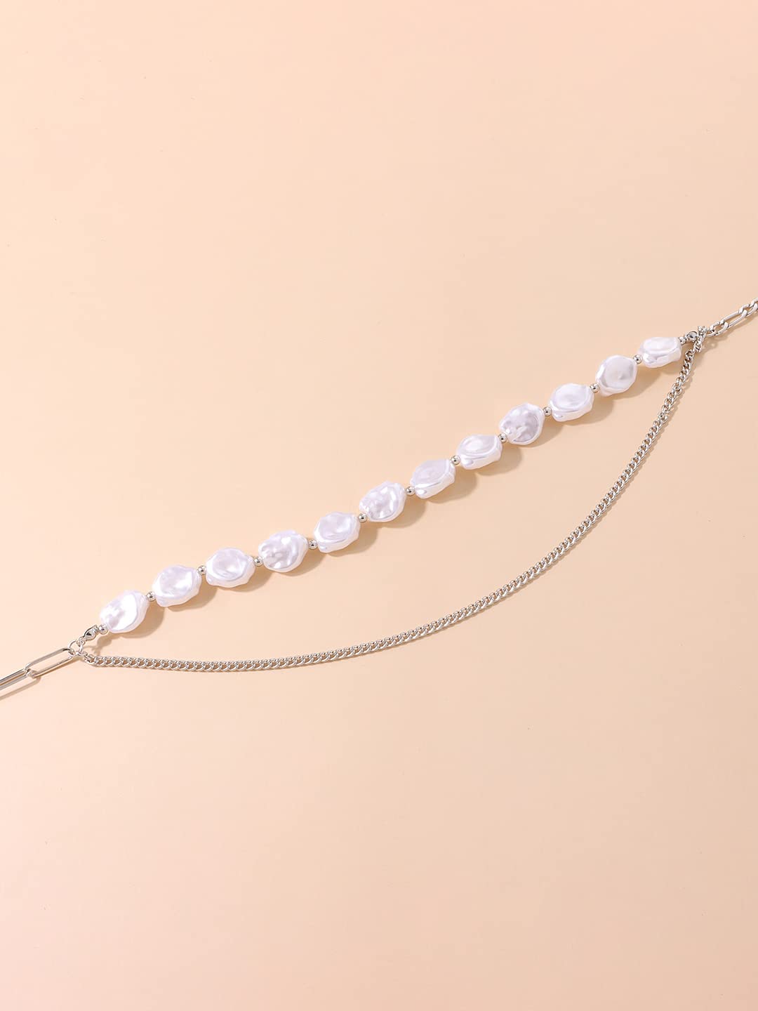 Silver Stone Multilayer Chain Necklace