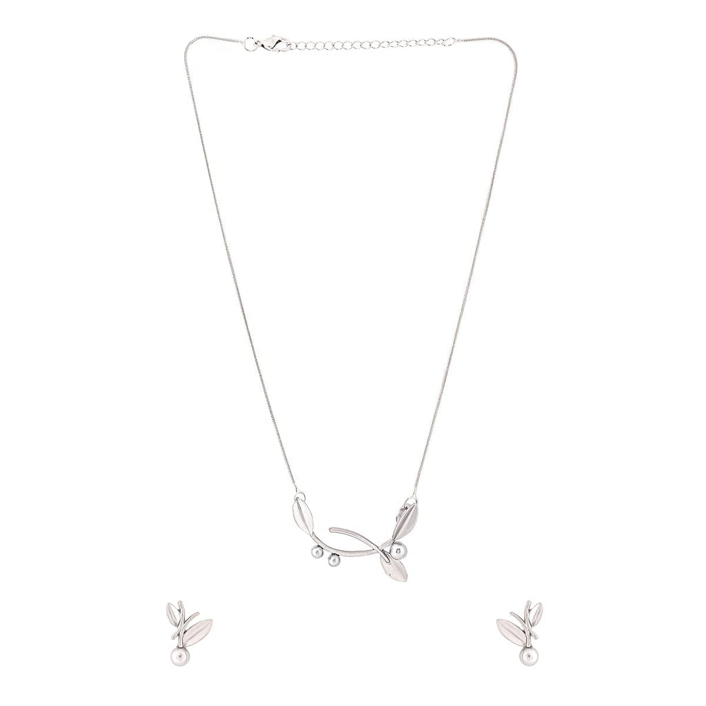 Silver Leaf Design Chain Necklace