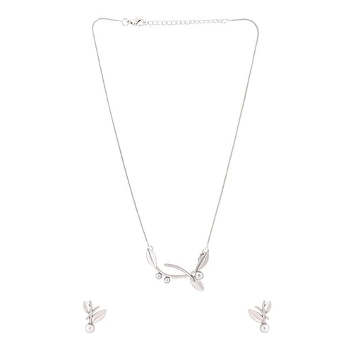 Silver Leaf Design Chain Necklace