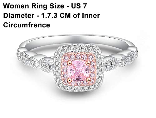 Silver Plated Pink Crystal Square Ring