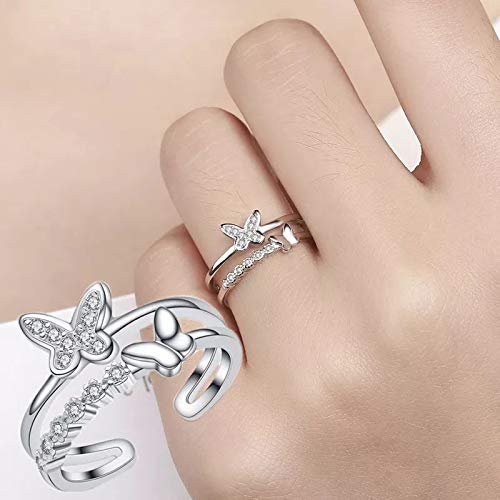 Silver Toned Butterfly Adjustable Ring