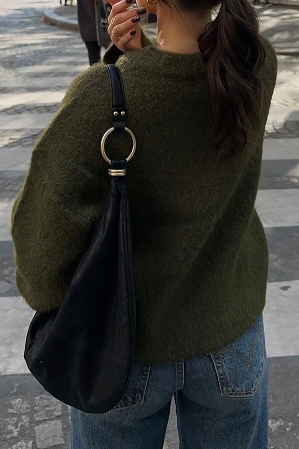 Plain Ribbed Long Sleeve Knit Sweater