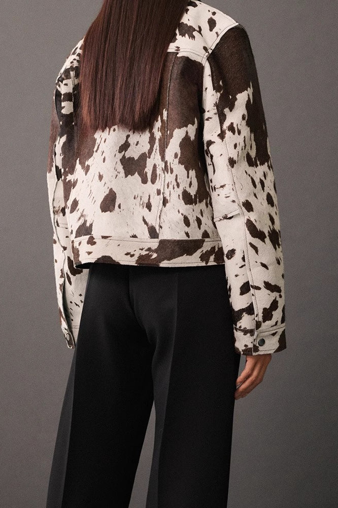Trendy Asymmetrical Print Mini Coat