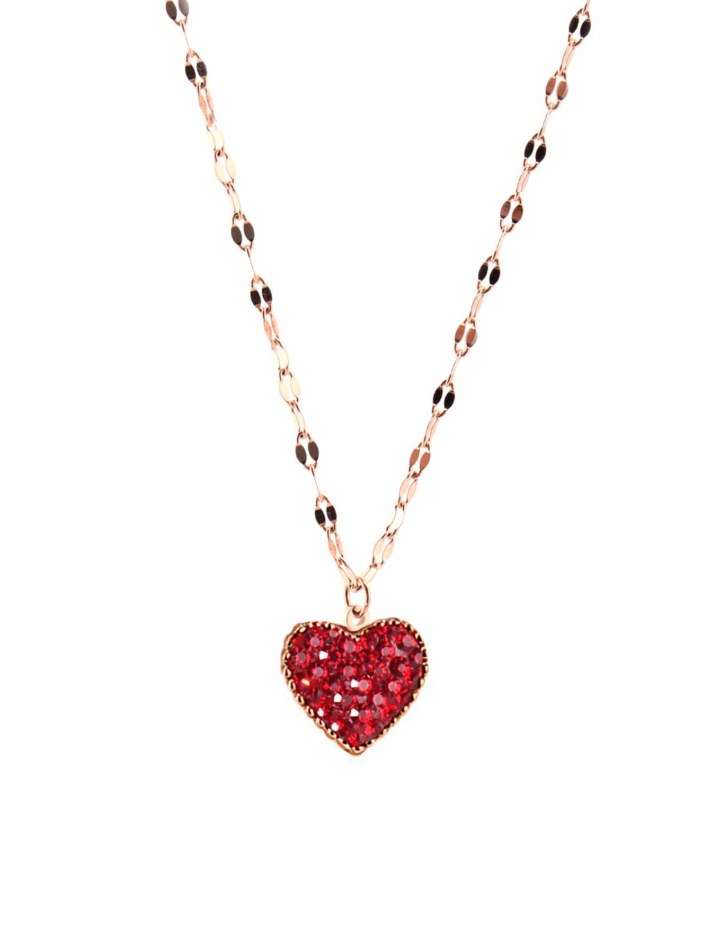 Black Red Heart Rose Gold Pendant Necklace
