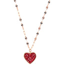 Black Red Heart Rose Gold Pendant Necklace