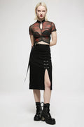 Dark Chain Embellished Casual Side Slit Mini Dress