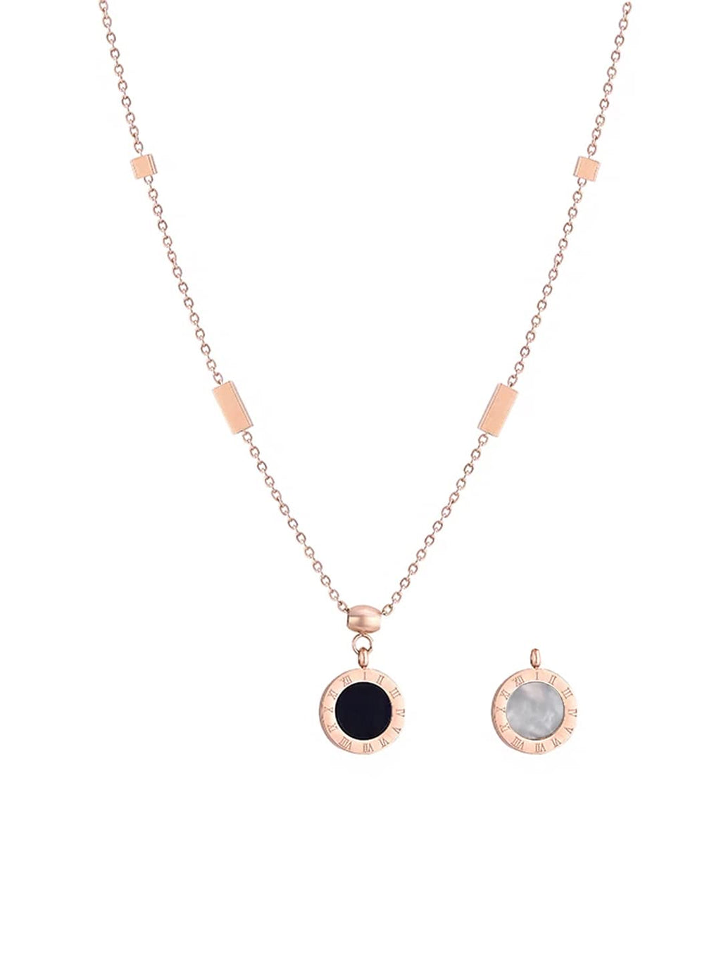 Rose Gold Roman Pendant Chain Necklace