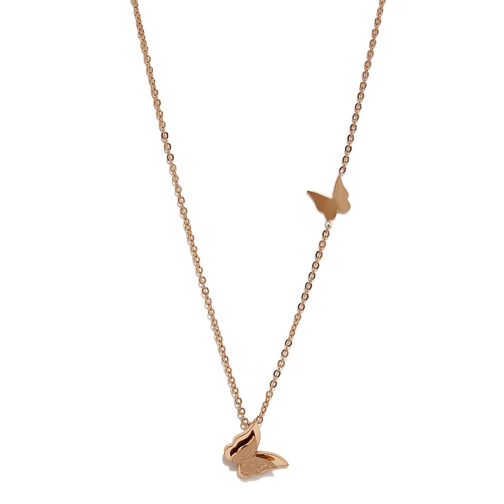Rose Gold Long Chain Pendant Necklace