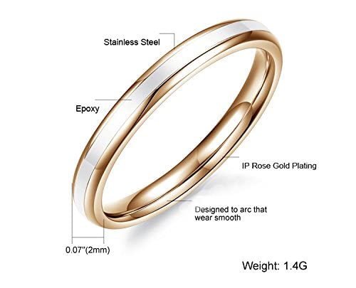 White Enamel Stainless Steel Band Ring