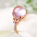 Pink Opal Hibiscus Butterfly Crystal Ring