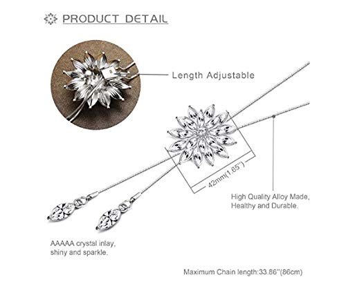 Crystal Flower Long Chain Necklace