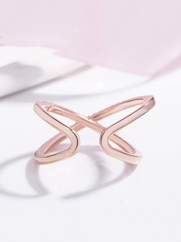 Rose Gold Crystal Studded Adjustable Ring