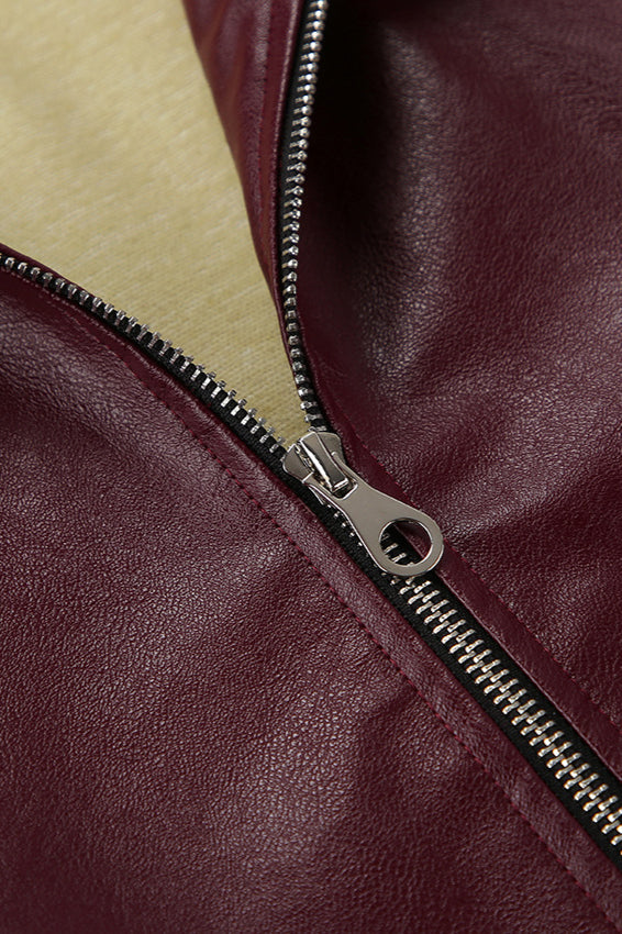 Burgundy Retro Biker Coat