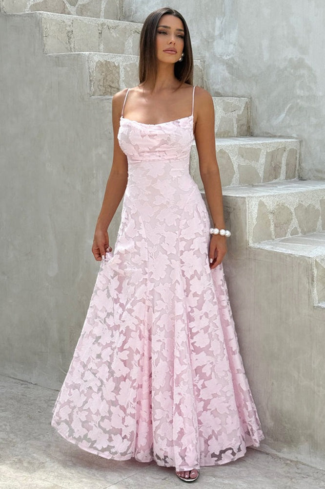 Chiffon Open Back Elegant Maxi Dress