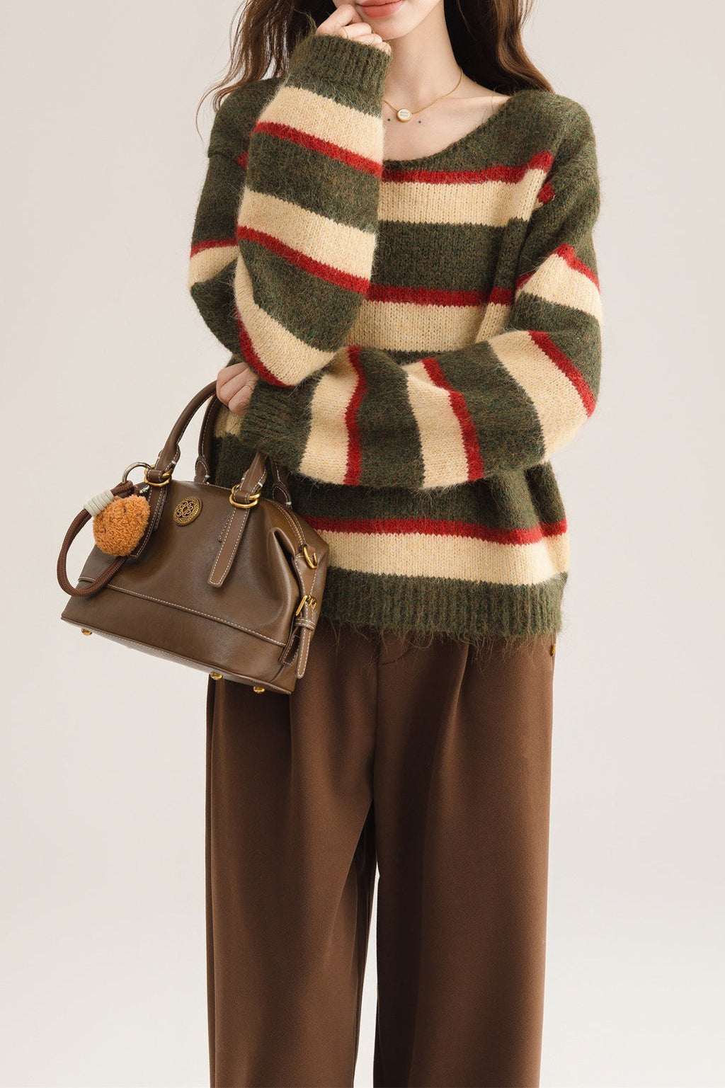 Crew Neck Patchwork Sweater