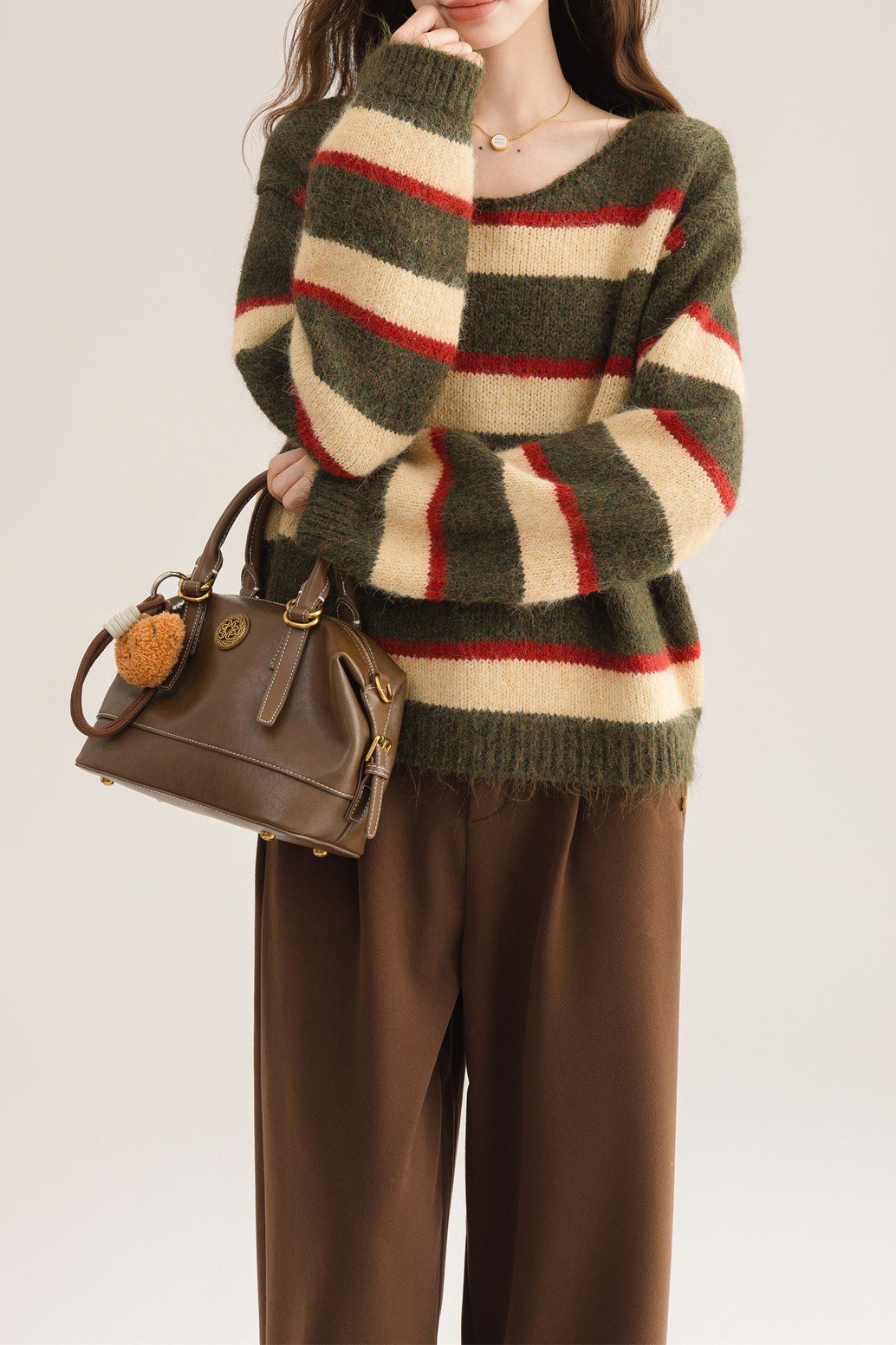 Crew Neck Patchwork Sweater