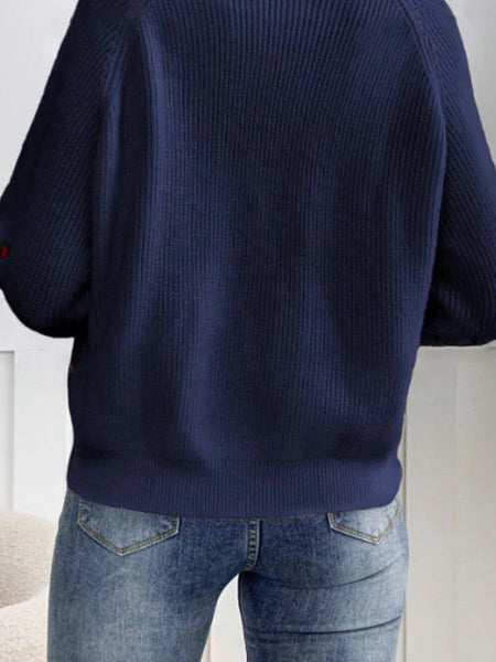 Heart Stitch V-Neck Knit Cardigan