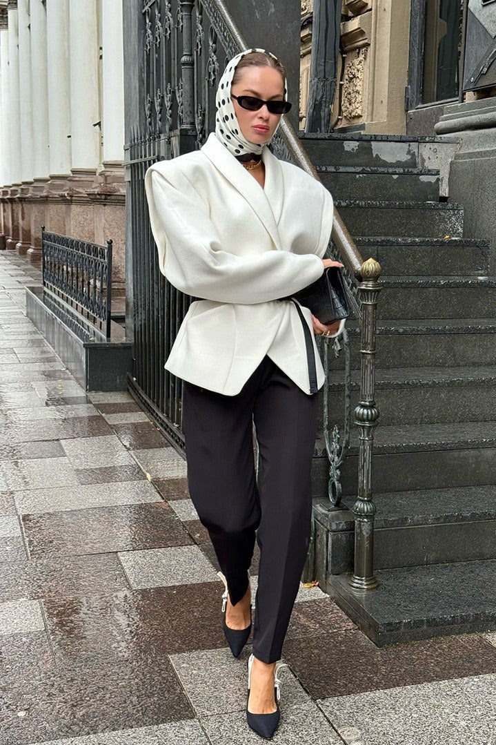 Retro Wool Blend Belted Waist Coat