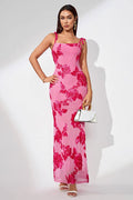 Elegant 3D Flower Embroidered Mesh Floral Dress