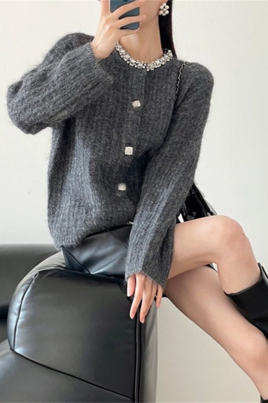 V-Neck Slim Knit Cardigan