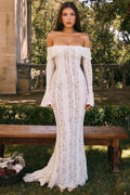 Bustier Lace Flared Sleeve Maxi Dress