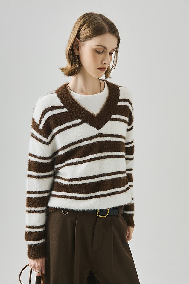 Loose V Neck Knit Sweater