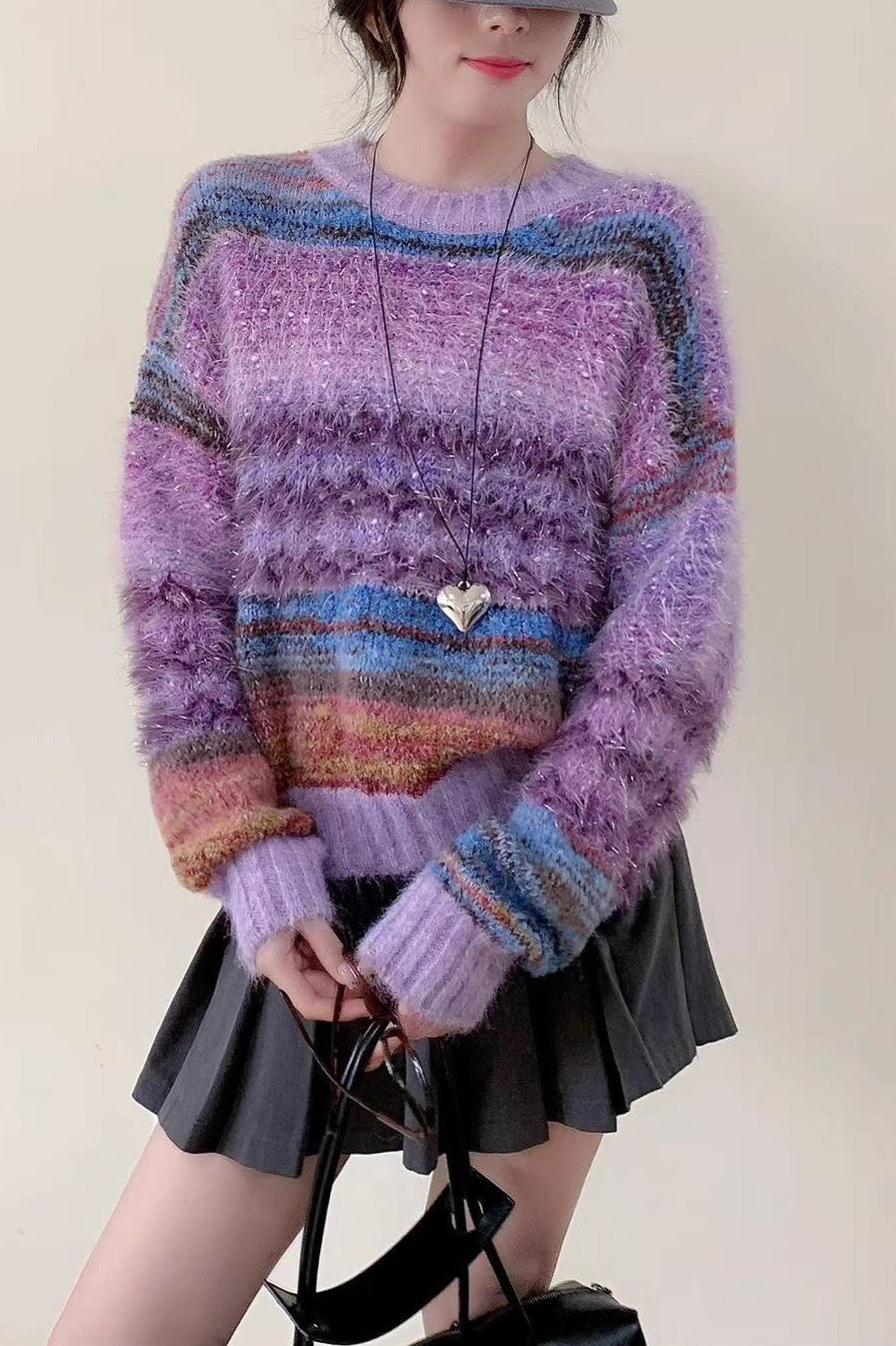 Gradient Long Sleeve Knit Sweater