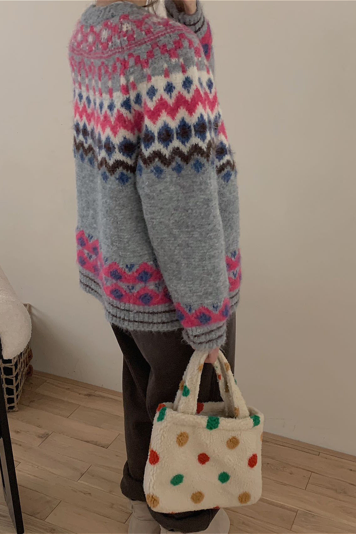 Vintage Fair Isle Jacquard Knit Cardigan