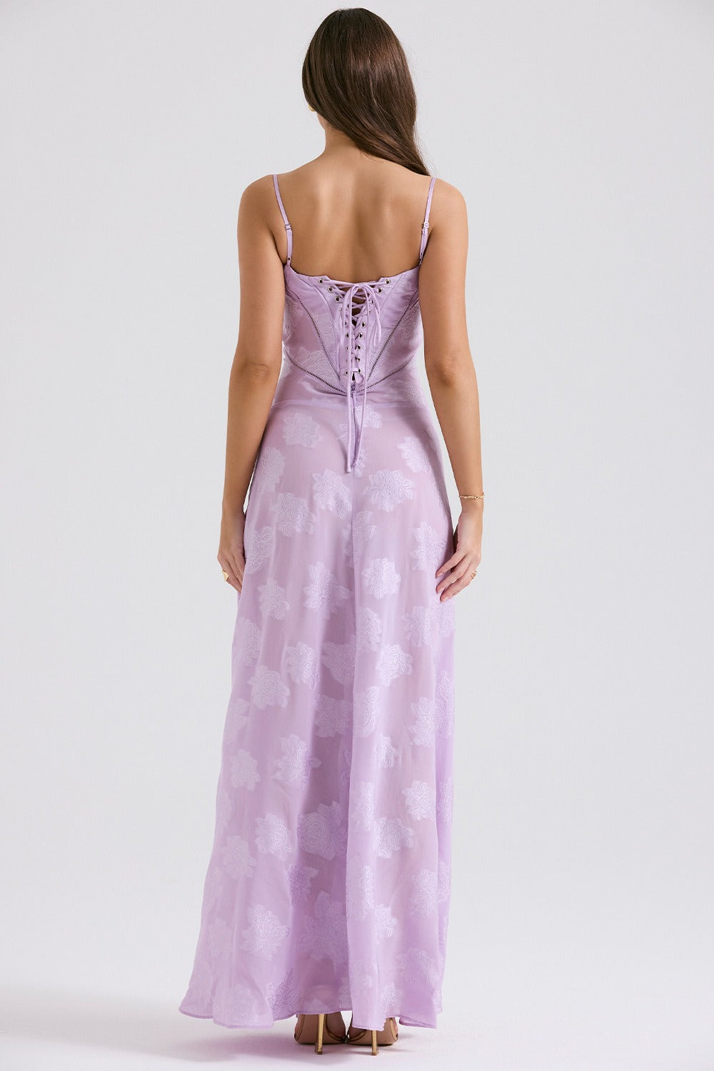 Lace Ribbon Romantic Style Maxi Dress