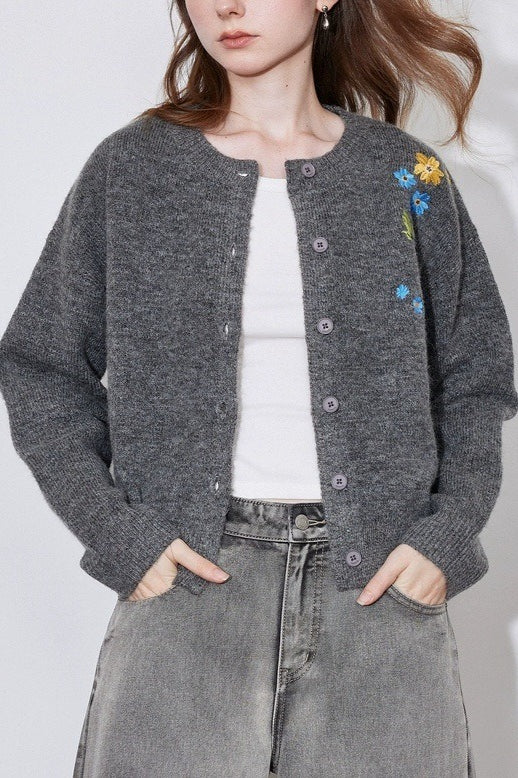 Floral Embroidery Knit Sweater