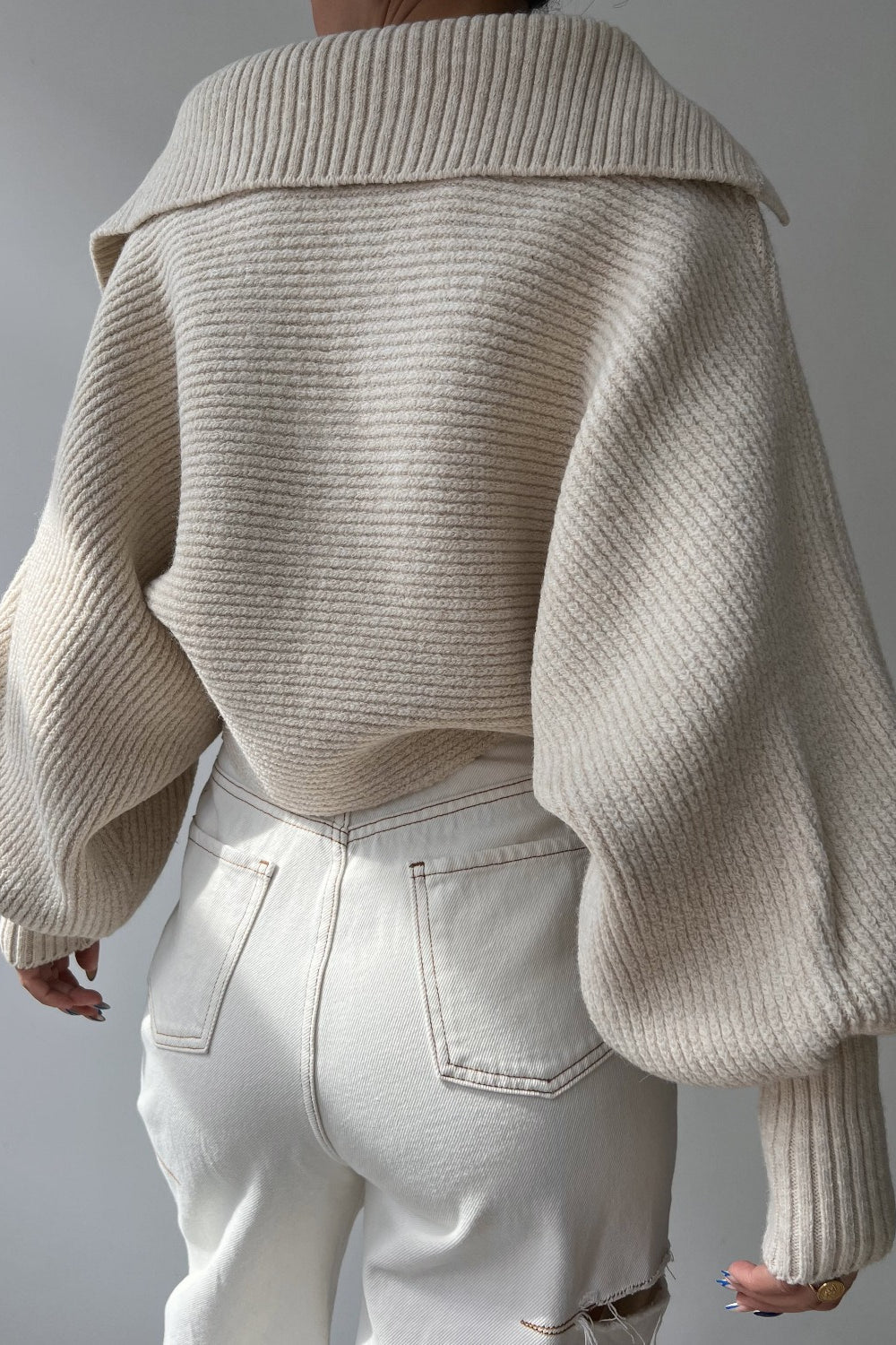 Long Sleeve Collared Knit Sweater