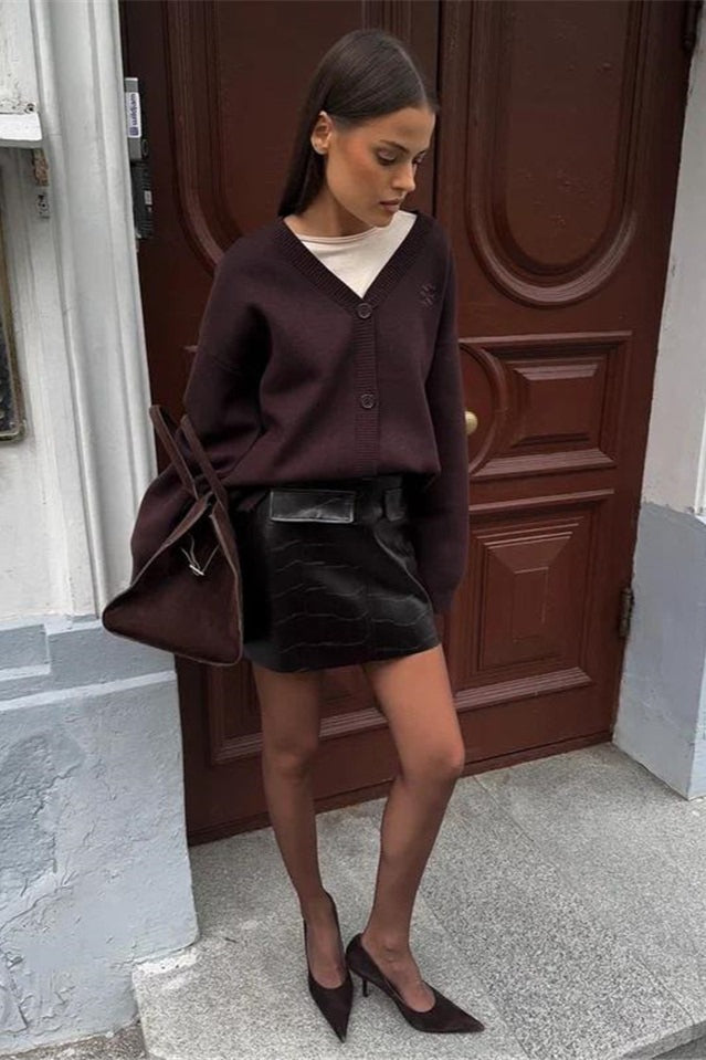 Plain Button Knit Sweater