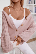 Solid Buttoned Knit Cardigan