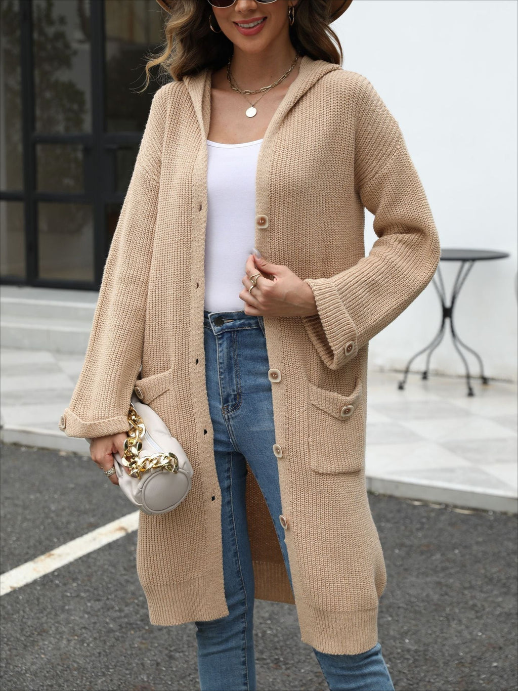 V-Neck Relaxed Knit Cardigan