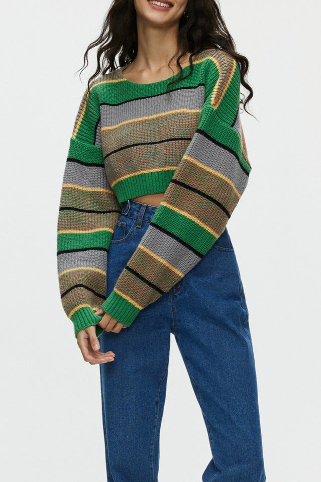 Chic Colorblock Crop Sweater