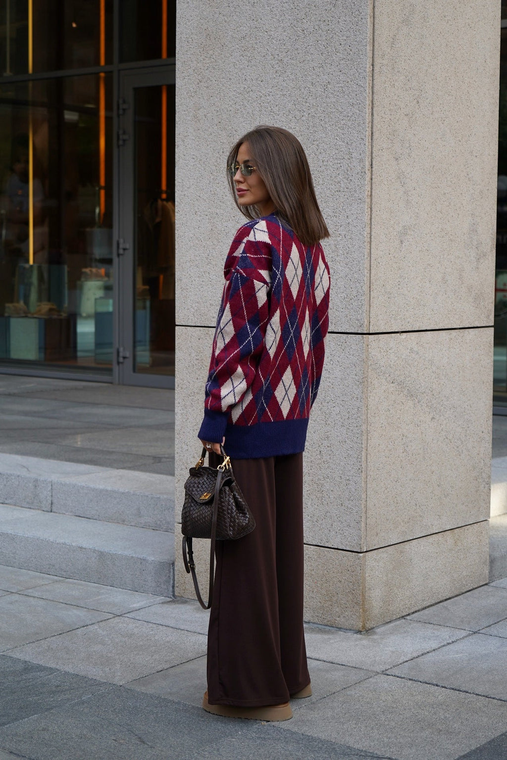 Thick Plaid V-Neck Cozy Knit Cardigan