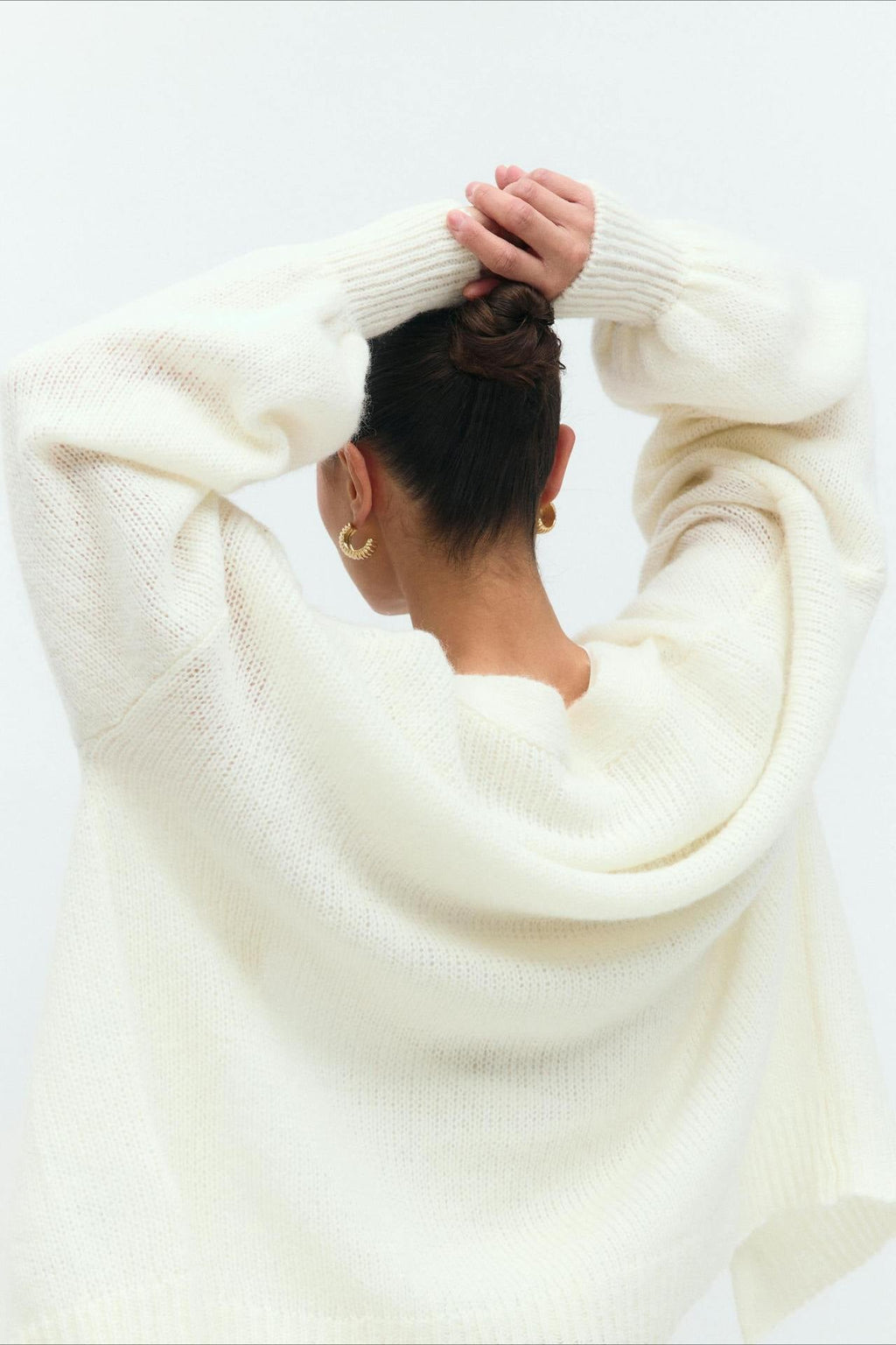 V-Neck Mohair Lace Flare Sleeve Cardigan