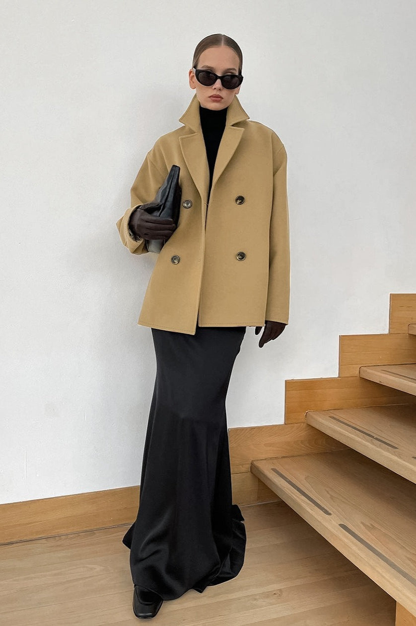 Retro Wool Blend Midi Coat