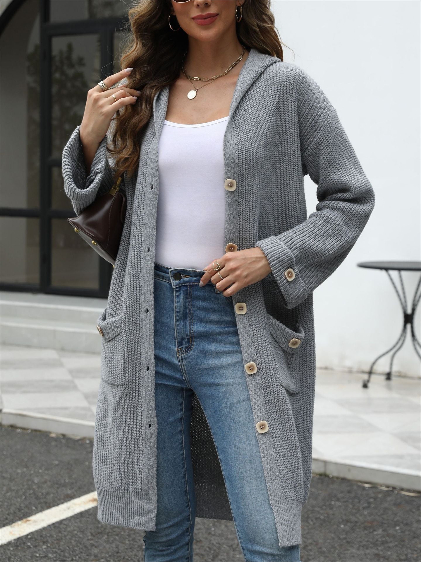 V-Neck Relaxed Knit Cardigan