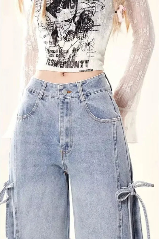 Vintage Bow Tie Baggy Denim Jean