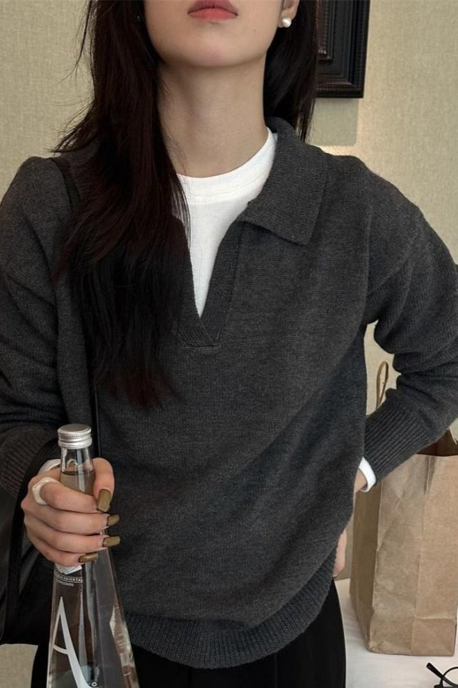 Relaxed Polo Style Sweater