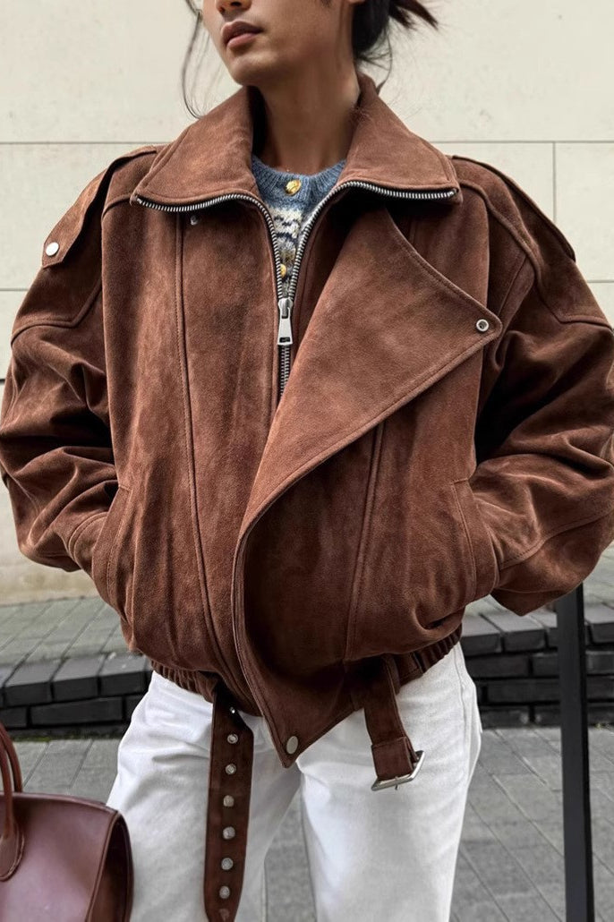 Loose Fit Brown Vintage Coat