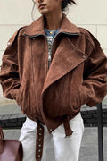 Loose Fit Brown Vintage Coat