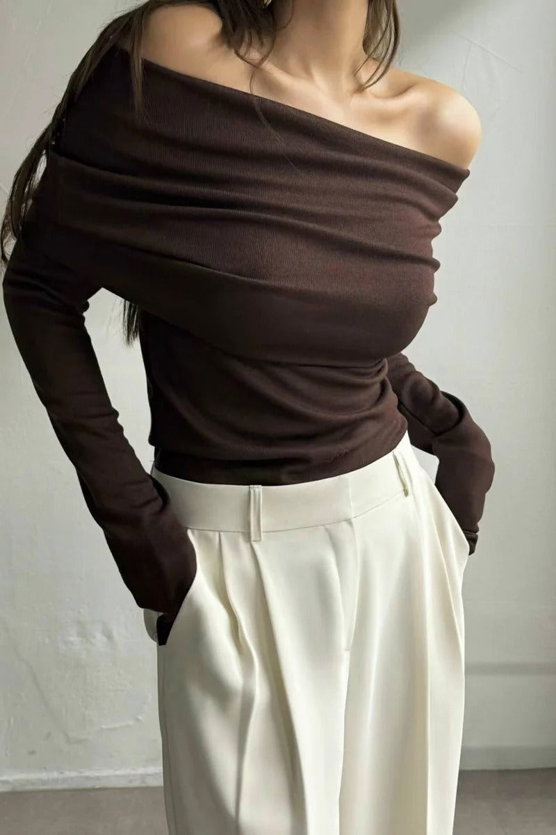 Off Shoulder Slim Fit Sweater