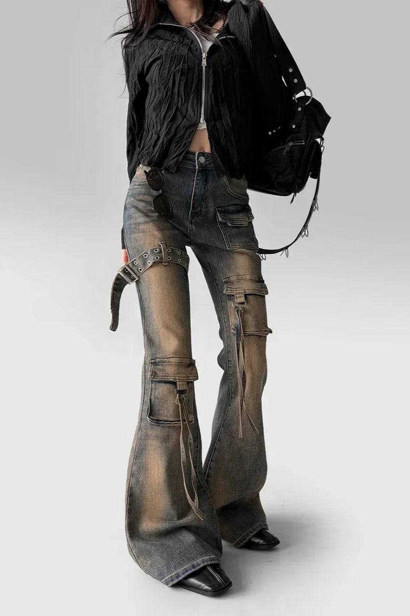 Low Waist Flare Cargo Jean