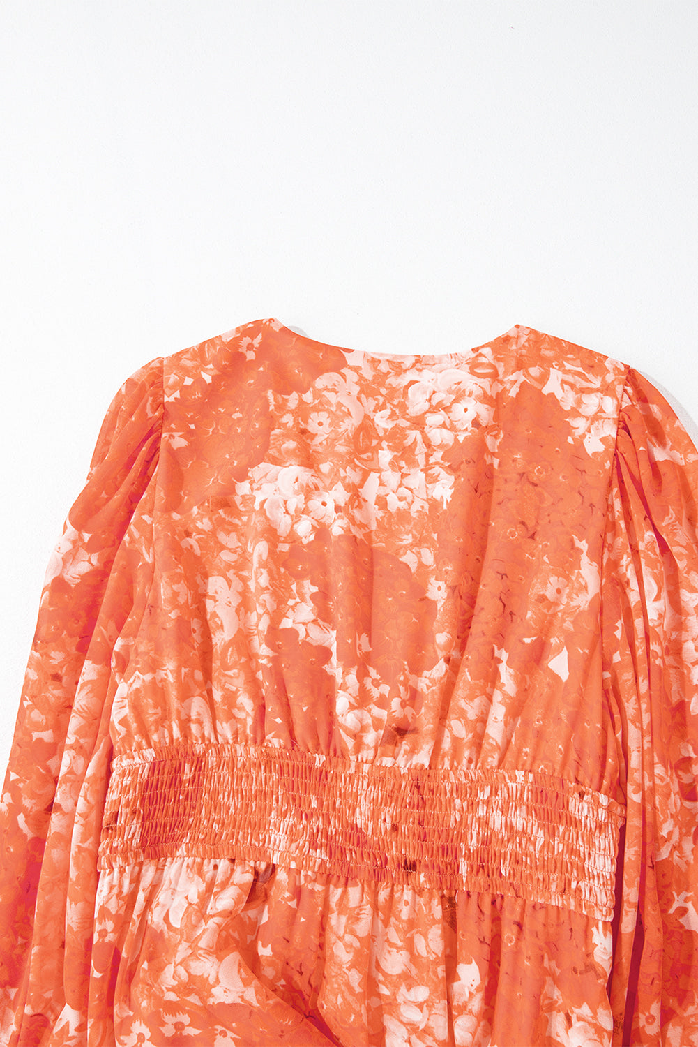 Orange Boho Floral Bishop Sleeve Tiered Maxi Dress